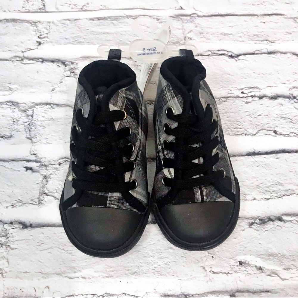 Wee Kids Plaid High Top Tennis Shoes Walking Stage